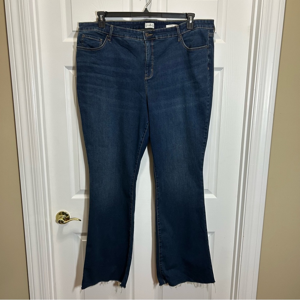 Wonderly Dark Blue Denim High-Rise Flare Jeans